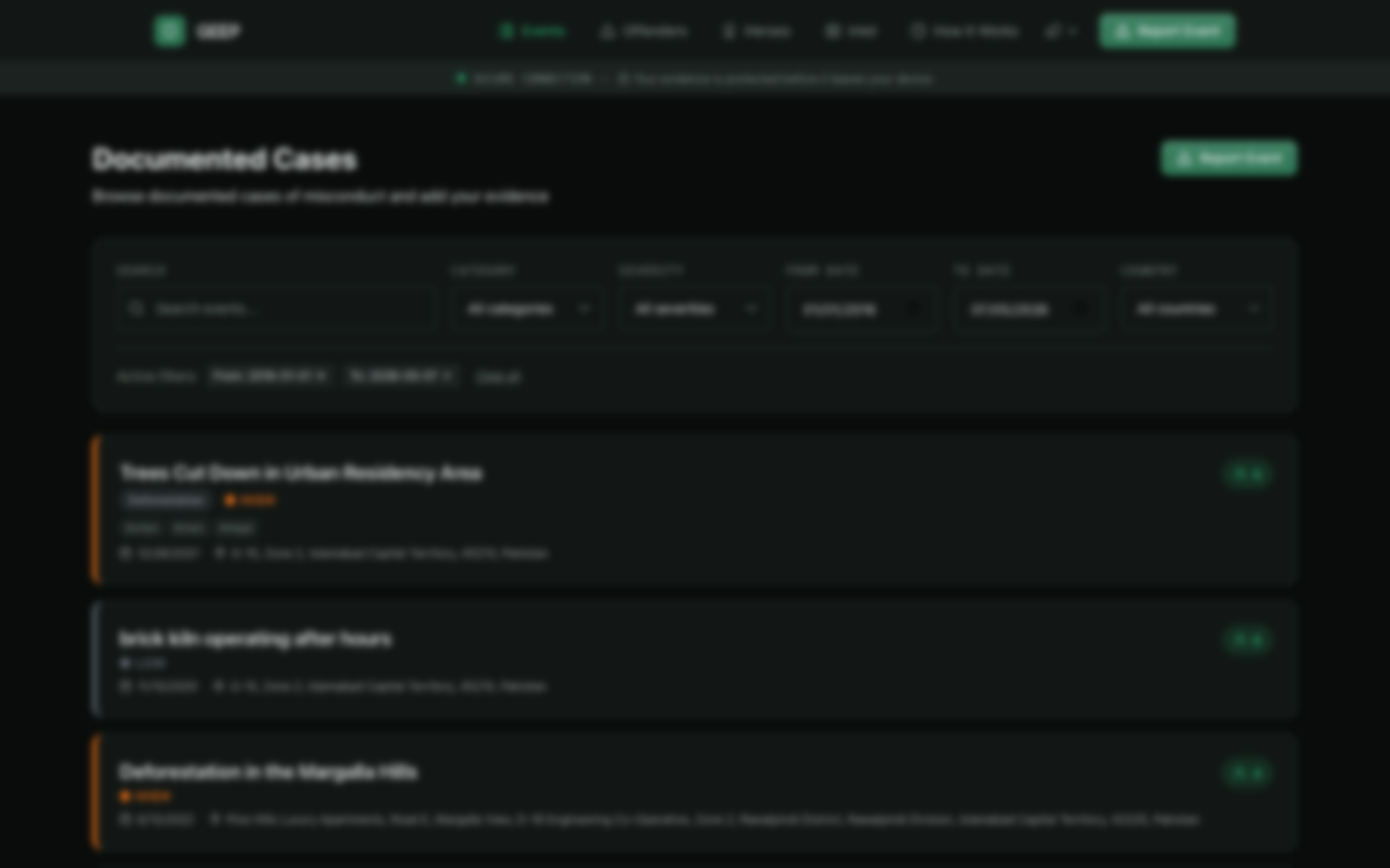 Tamper-Proof Evidence Chain — confidential client UI, obscured