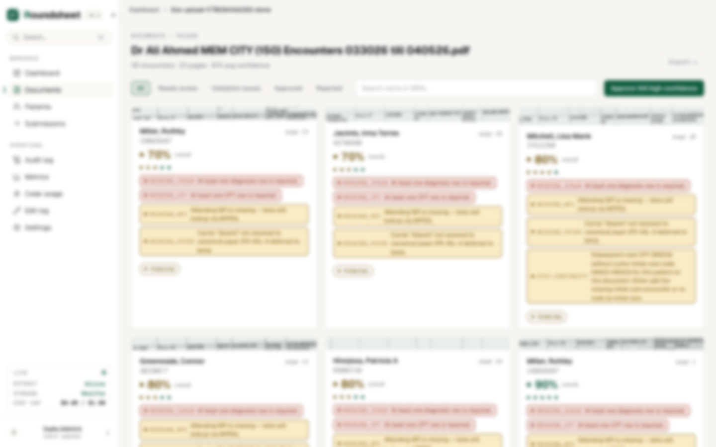 Handwritten Census to X12 Claim — confidential client UI, obscured